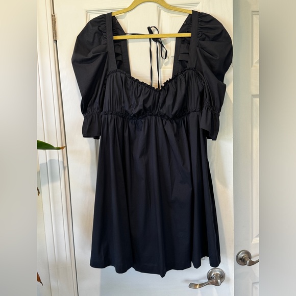 cinq a sept Navy Puff-Sleeve Smocked Mini Dress - Picture 3 of 12